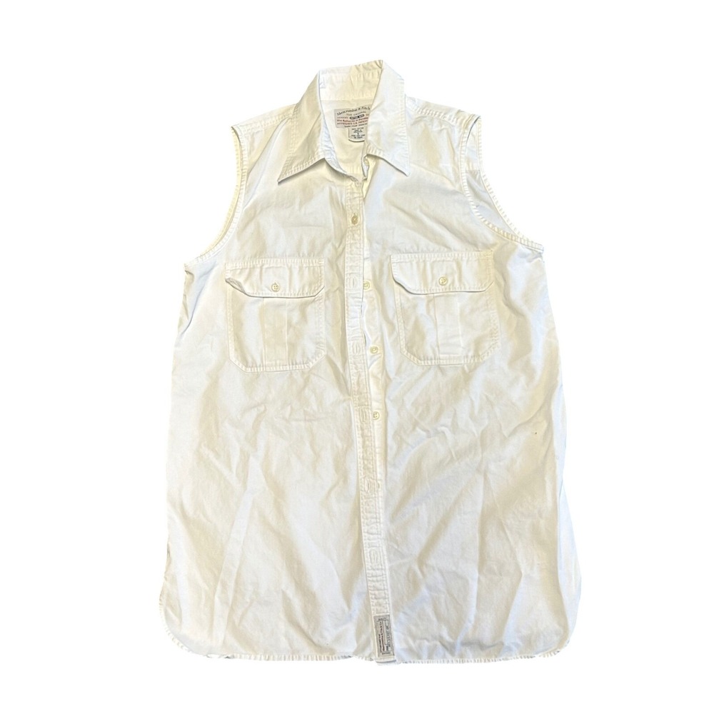 Abercrombie & Fitch White Sleeveless Button-Down Shirt